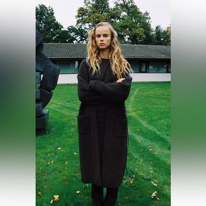 ZARA BELTED WOOL BLEND KNIT COAT